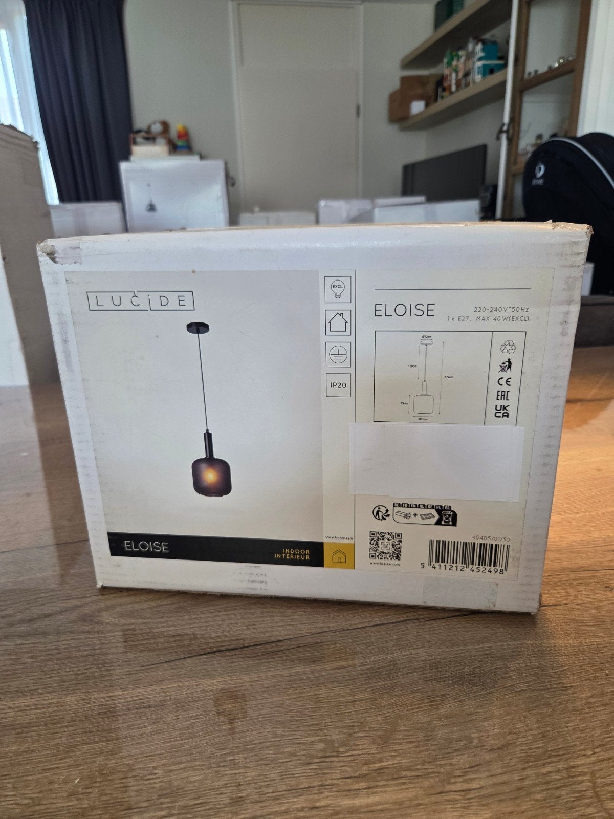 Lucide ELOISE Hanglamp Ø21 cm – Zwart/Rookglas – Nieuw, Ophalen of Verzenden, Nieuw, Modern
