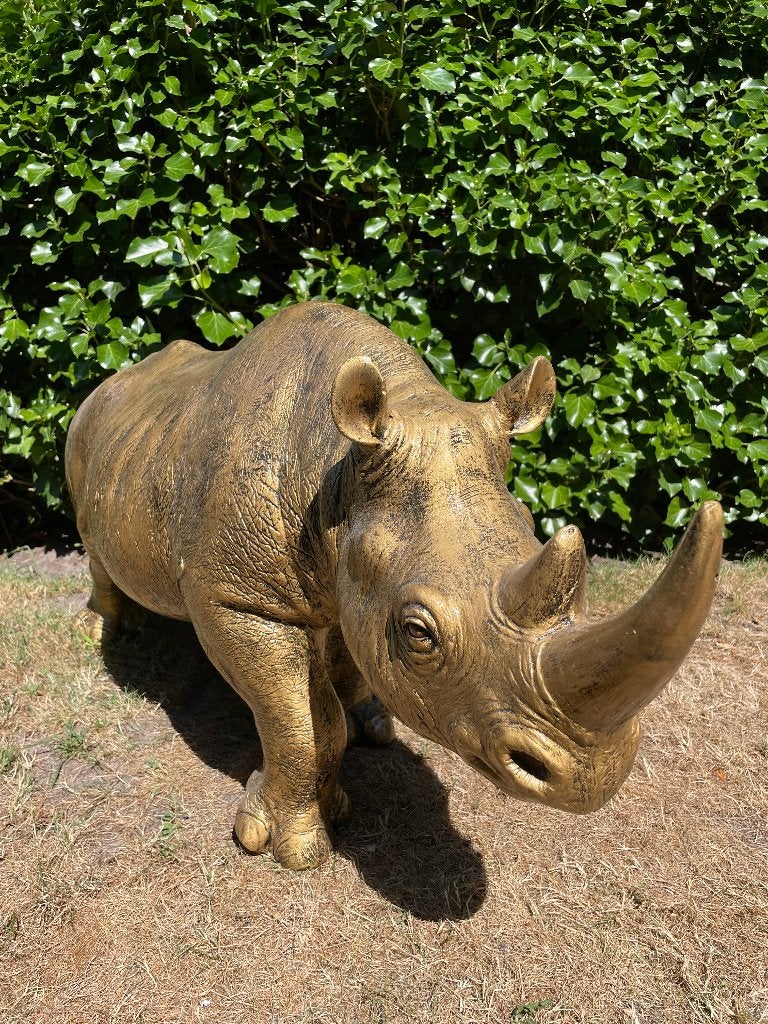 Beeld Neushoorn, dierentuin, gazon, tuin 100 cm, Tuin en Terras, Tuinbeelden, Ophalen, Nieuw, Kunststof, Dierenbeeld