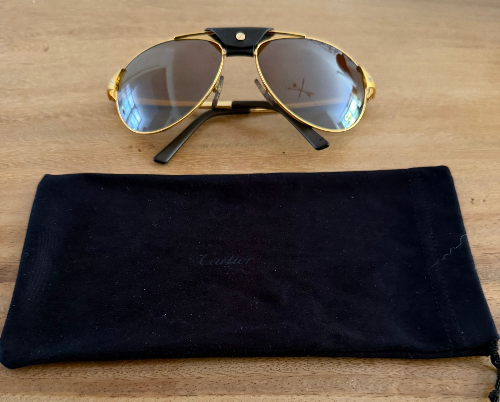 Cartier Santos-Dumont Zonnebril - Zo goed als nieuw, Zonnebril, Bruin, Ophalen of Verzenden, Zo goed als nieuw