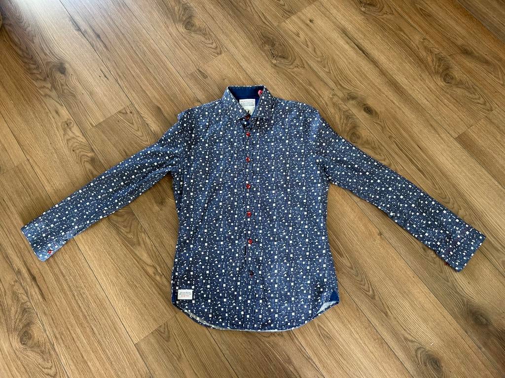 A fish named Fred overhemd maat M, Kleding | Heren, Overhemden, Ophalen of Verzenden, Zo goed als nieuw, Blauw, Halswijdte 39/40 (M)