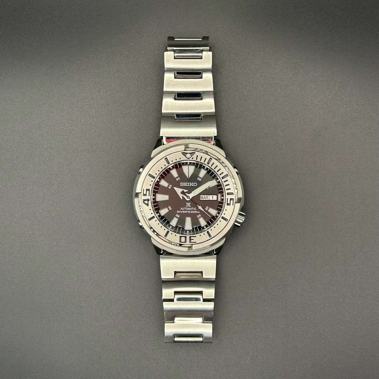 Seiko Prospex SRP637K1 “Mini Tuna”, 4R36, Gebruikt, Staal, Polshorloge, Ophalen of Verzenden