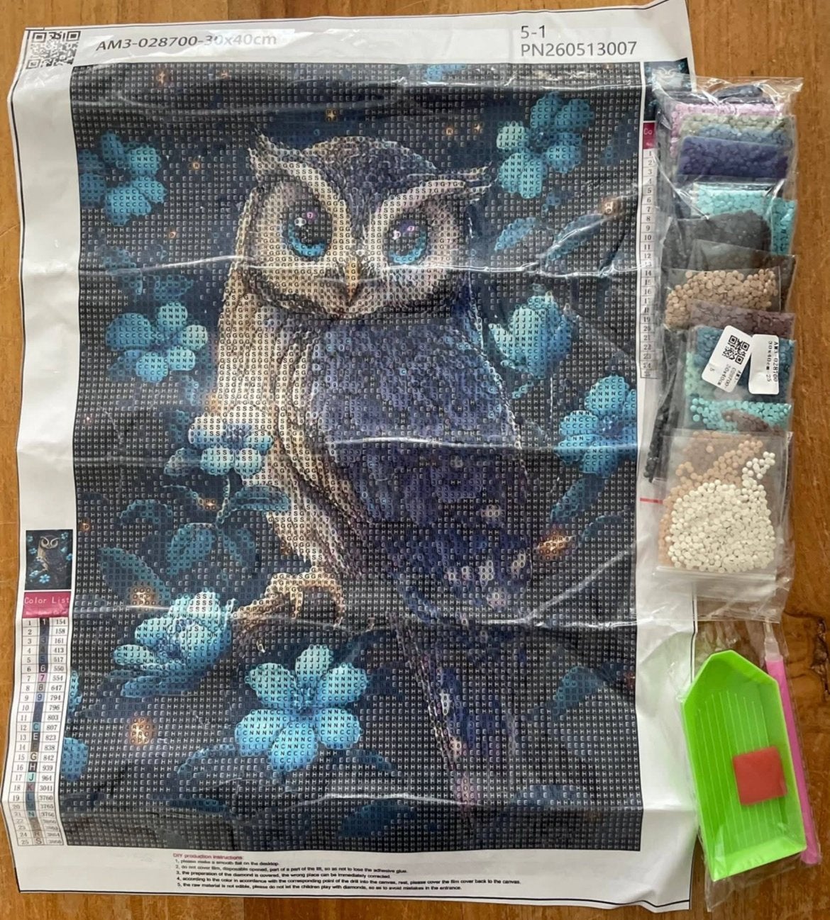 Diamond Painting Uil - Compleet Pakket 30x40cm, Zelfklevend, Nieuw, Meerkleurig, Ophalen of Verzenden