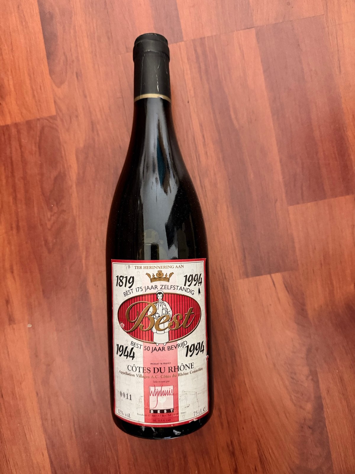 Best Côtes du Rhône 1994 - 175 jaar zelfstandig, Ophalen, Gebruikt, Frankrijk, Rode wijn