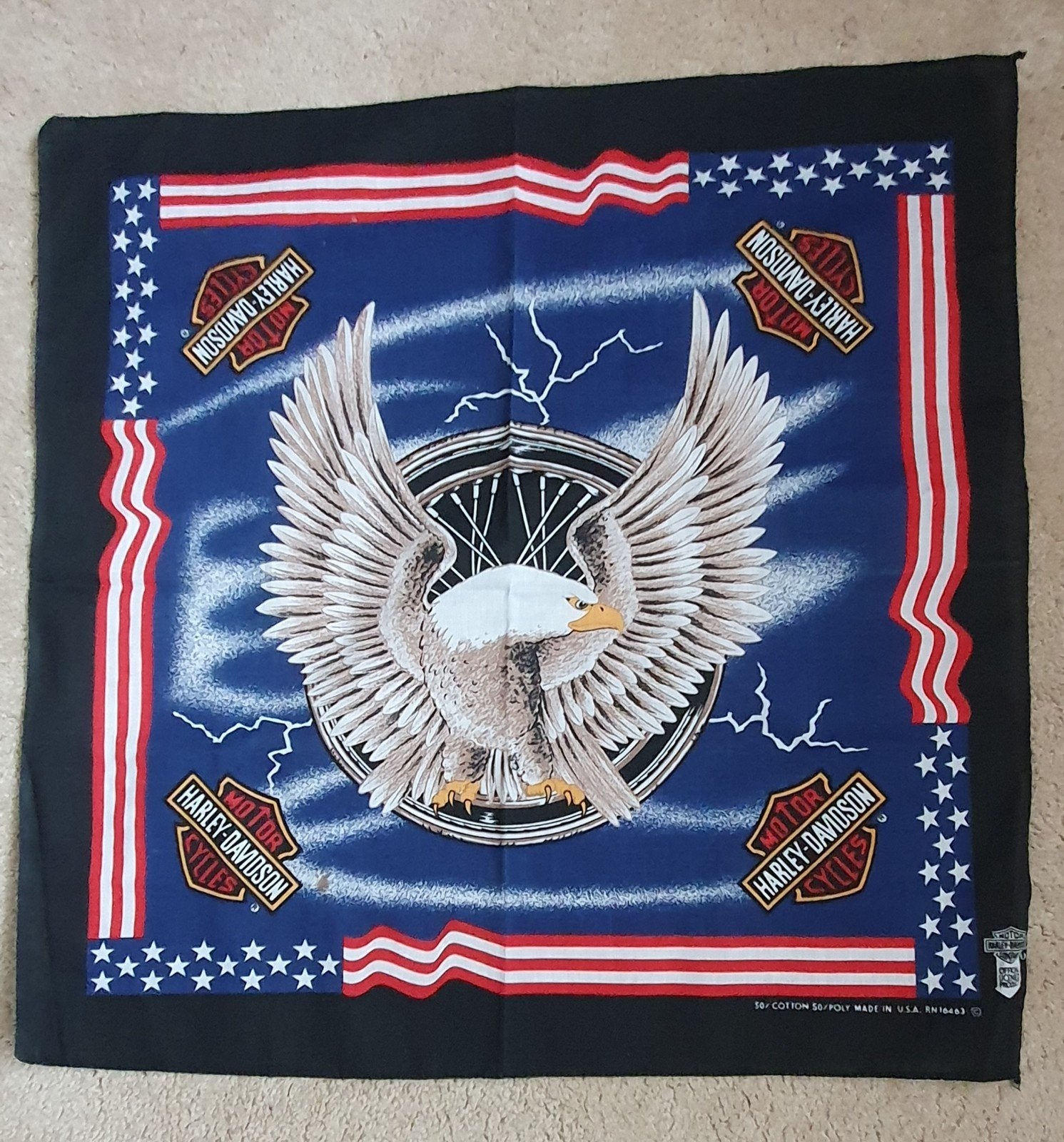 Harley-Davidson Bandana met Adelaar en Amerikaanse Vlag, Ophalen of Verzenden