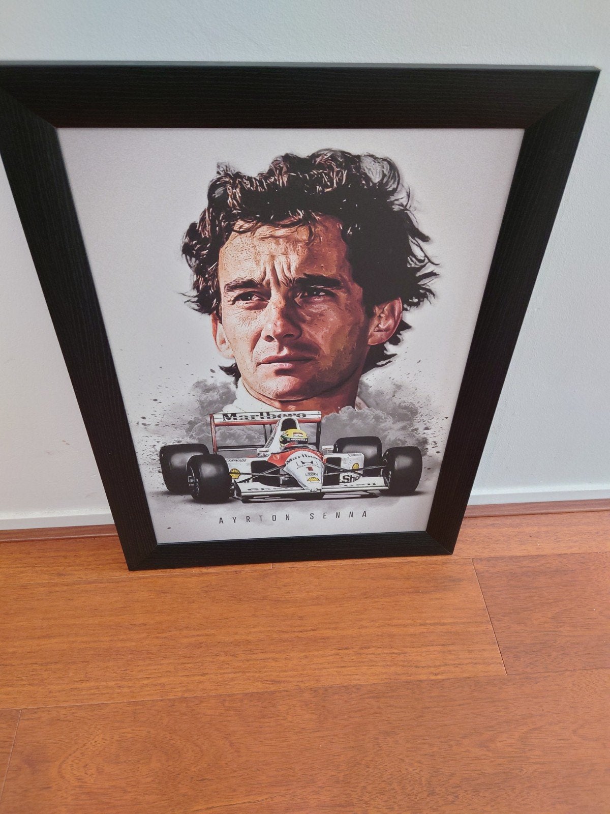 Ayrton Senna print - Formule 1, 50 – 75, Ophalen of Verzenden, 75 tot 100 cm, Print