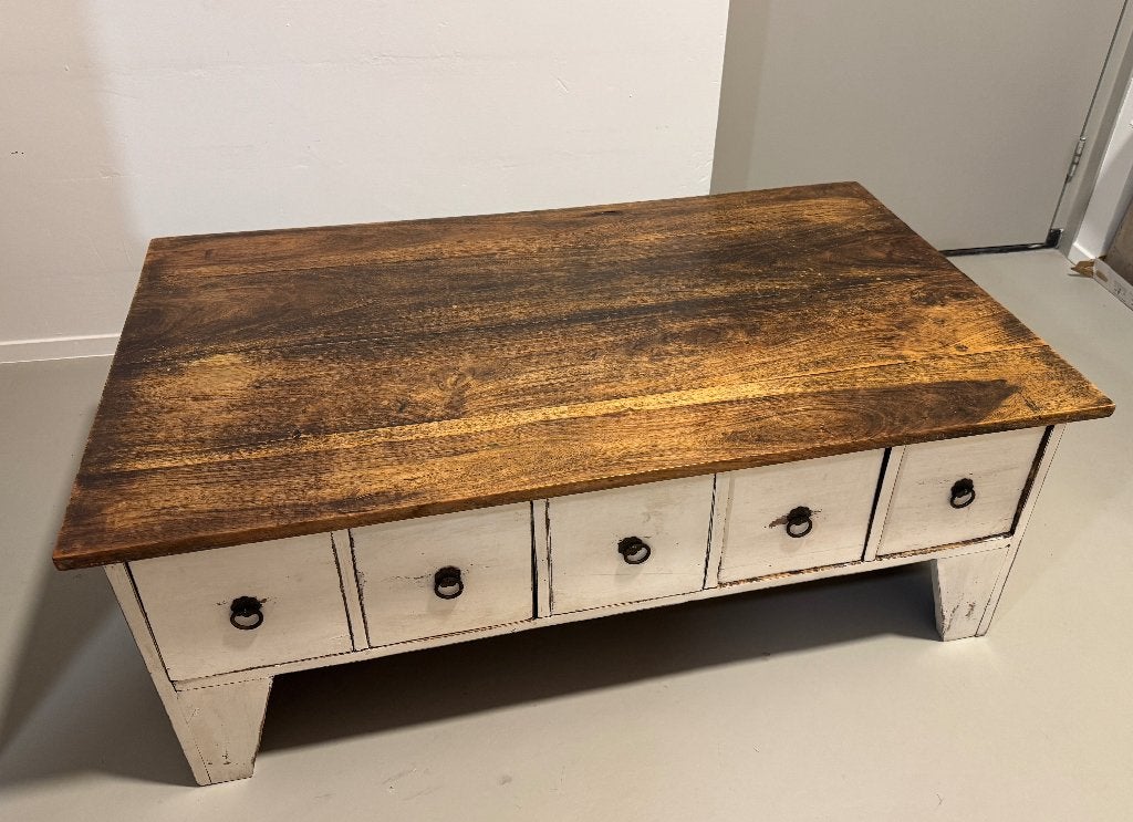 Houten ladekast / salontafel / TV-meubel – 120 x 71 x 45 cm, Ophalen, Gebruikt, 100 tot 150 cm, Eikenhout