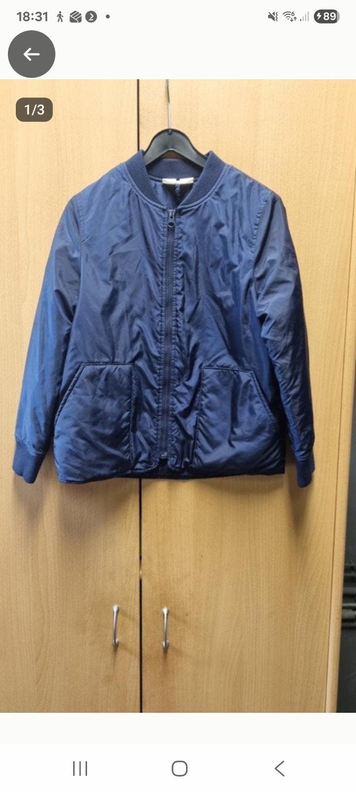 Leuk dun marineblauw jasje maat 128, Gebruikt, Jongen of Meisje, Ophalen of Verzenden, Onbekend