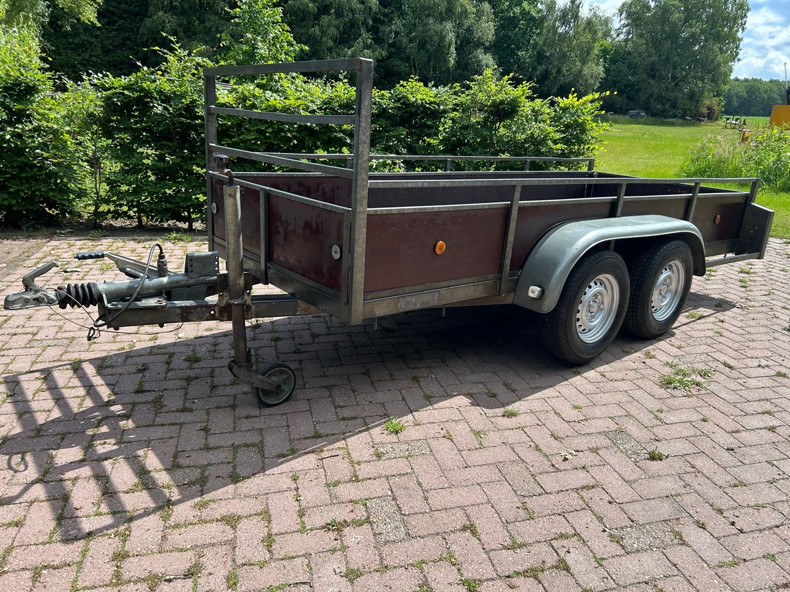 Robuuste aanhangwagen met afdekzeil (3,5 x 1,30m), Ophalen, Gebruikt