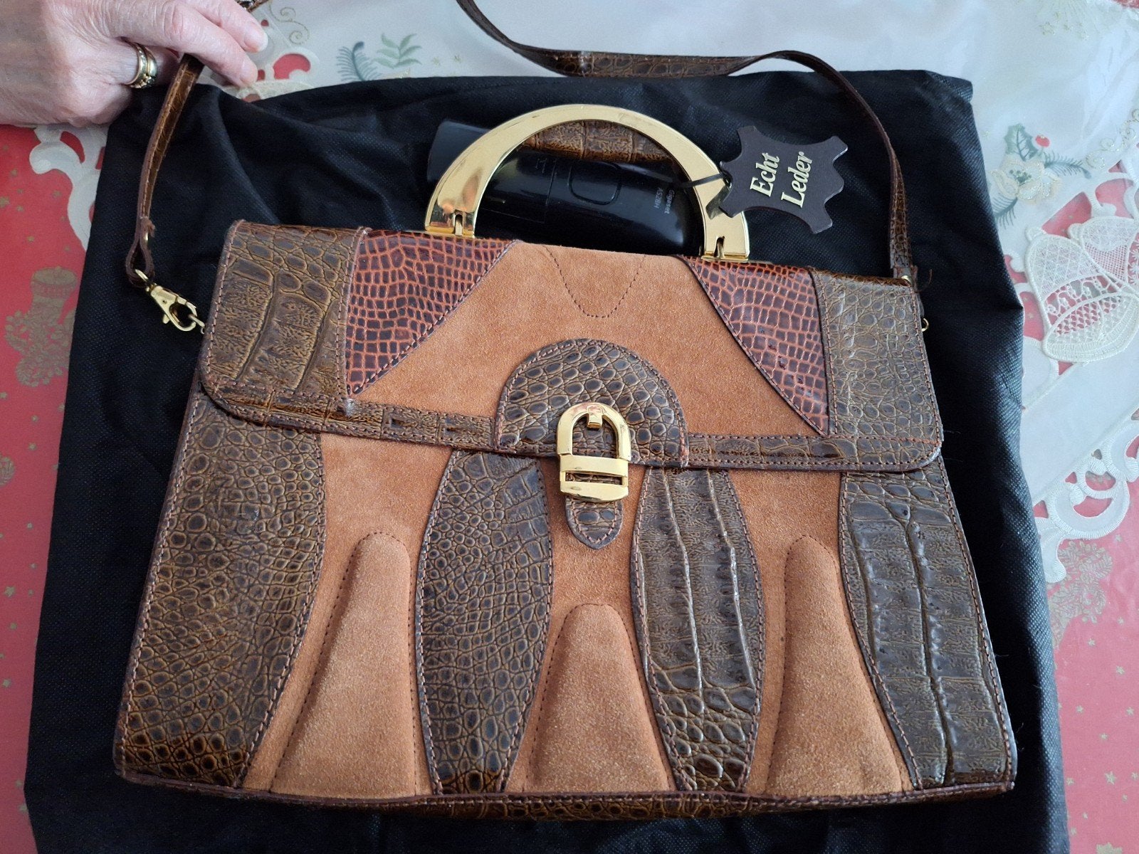 Echte Leren Slangen Swede Dames Schoudertas. Nieuw., Overige merken, Beige, Nieuw, Ophalen of Verzenden