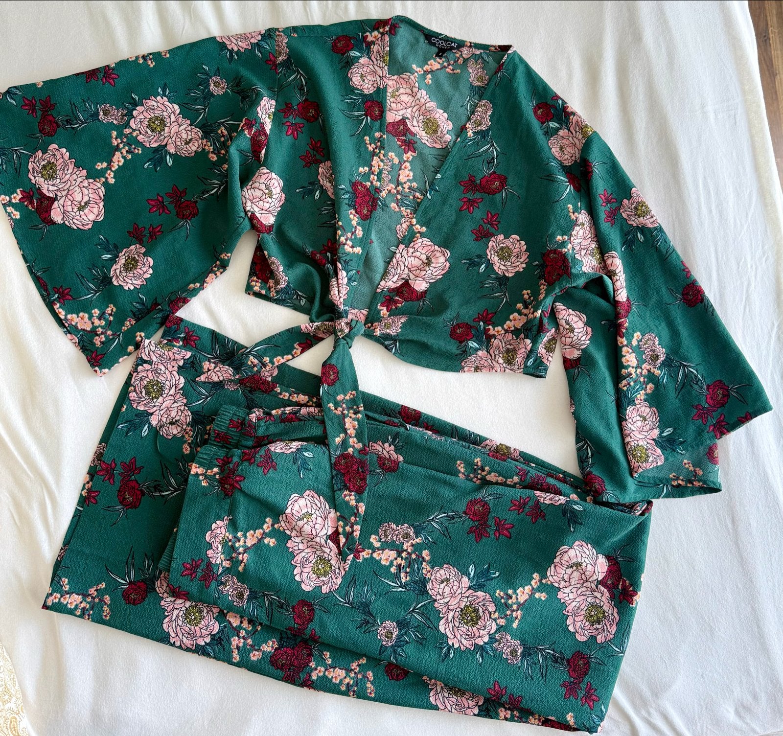 2-delige set Cool Cat: Broek (M) & Top (S) met bloemenprint, Maat 38/40 (M), Ophalen of Verzenden, Lang, Gedragen