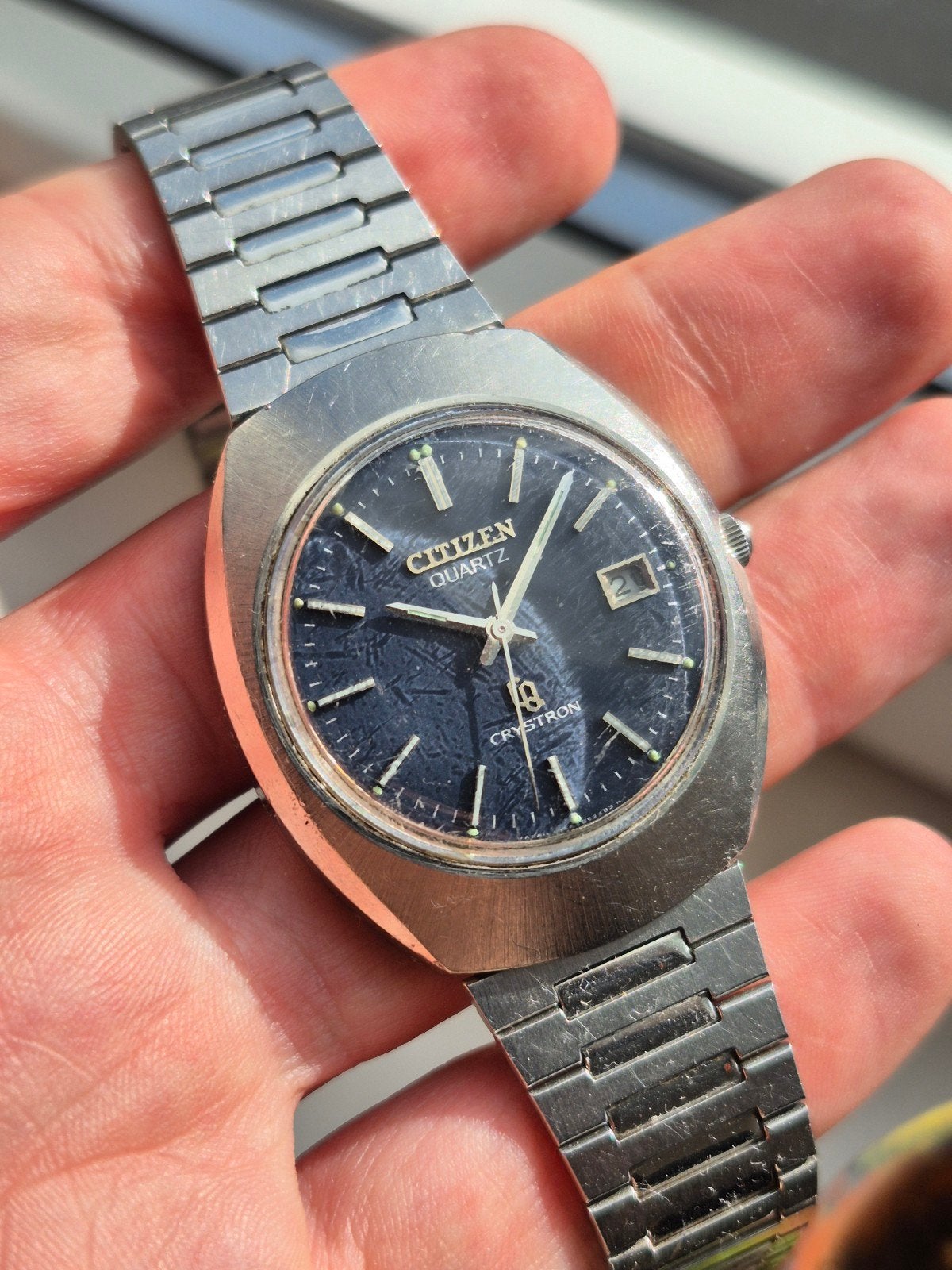 Citizen Crystron Ref. 4-853211 K Blauw Quartz - Reparatie, Blauw, IOS, Ophalen of Verzenden, Citizen