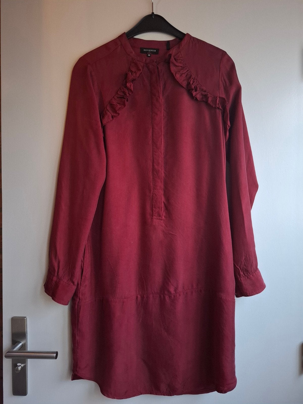 Bordeauxrode jurk Silvercreek, maat XS/34, Ophalen of Verzenden, Zo goed als nieuw, Maat 34 (XS) of kleiner, Rood