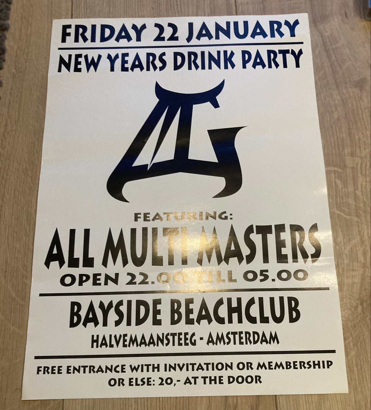 Poster A3 multigroove New Years Drink Party, Ophalen of Verzenden, A1 t/m A3, Overige onderwerpen, Rechthoekig Staand
