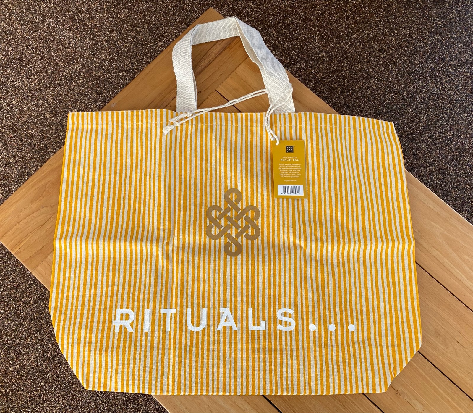 Rituals strandtas / shopper - geel gestreept, Sieraden, Tassen en Uiterlijk, Ophalen of Verzenden, Nieuw, Geel, Shopper