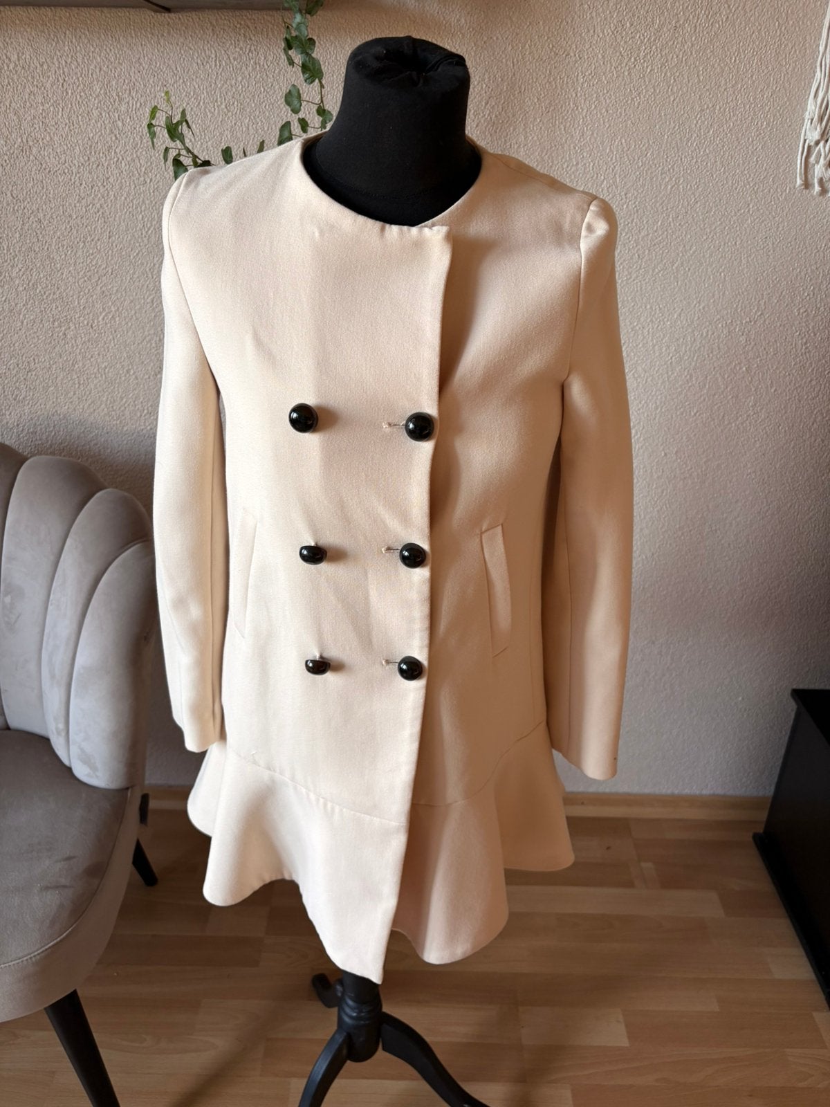Zara Woman double breasted jas mt XS ZGAN, Ophalen of Verzenden, Zo goed als nieuw, Maat 34 (XS) of kleiner, Beige
