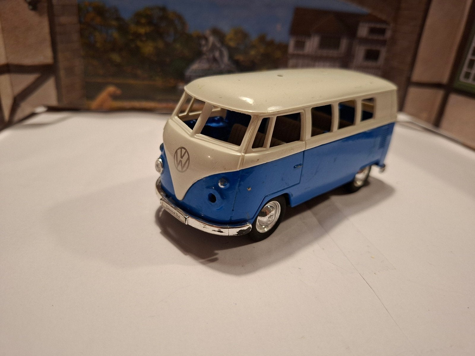 VW T1 Blauwe Bus - Welly Modelauto, Ophalen of Verzenden, Gebruikt, Bus of Vrachtwagen, Overige merken