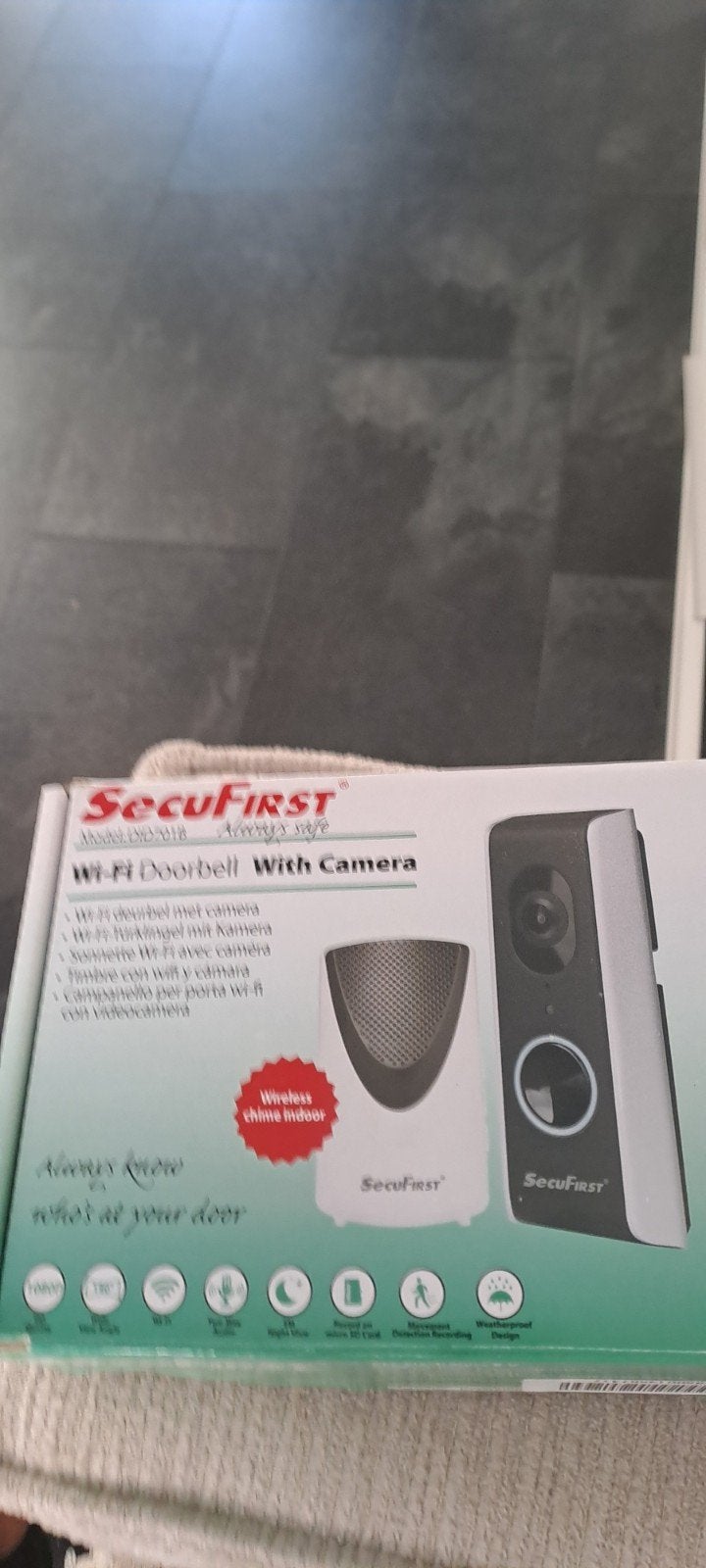 SecuFirst Wi-Fi Deurbel met Camera (zonder witte bel), Ophalen, Bewegingsdetectiesensor, Gebruikt, Draadloos