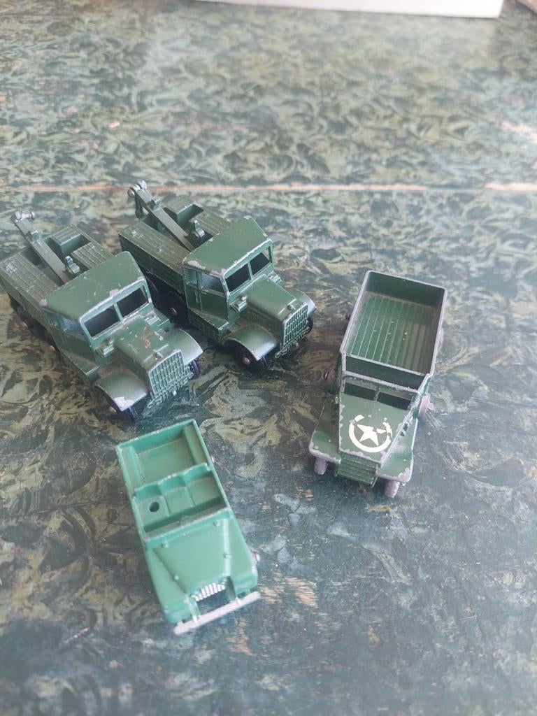 Vintage Matchbox Militaire Voertuigen Set (4 stuks), Overige merken, Gebruikt, 1:50 of kleiner, Overige typen