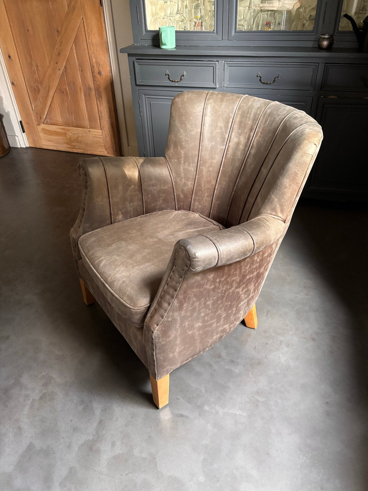 Riviera Maison fauteuil, Ophalen, Gebruikt, Leer, Landelijk