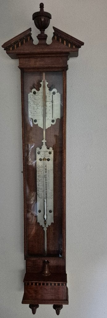 Antieke Amsterdamse baro-thermometer, C. Rusplinus ca. 1755, Audio, Tv en Foto, Weerstations en Barometers, Ophalen, Gebruikt