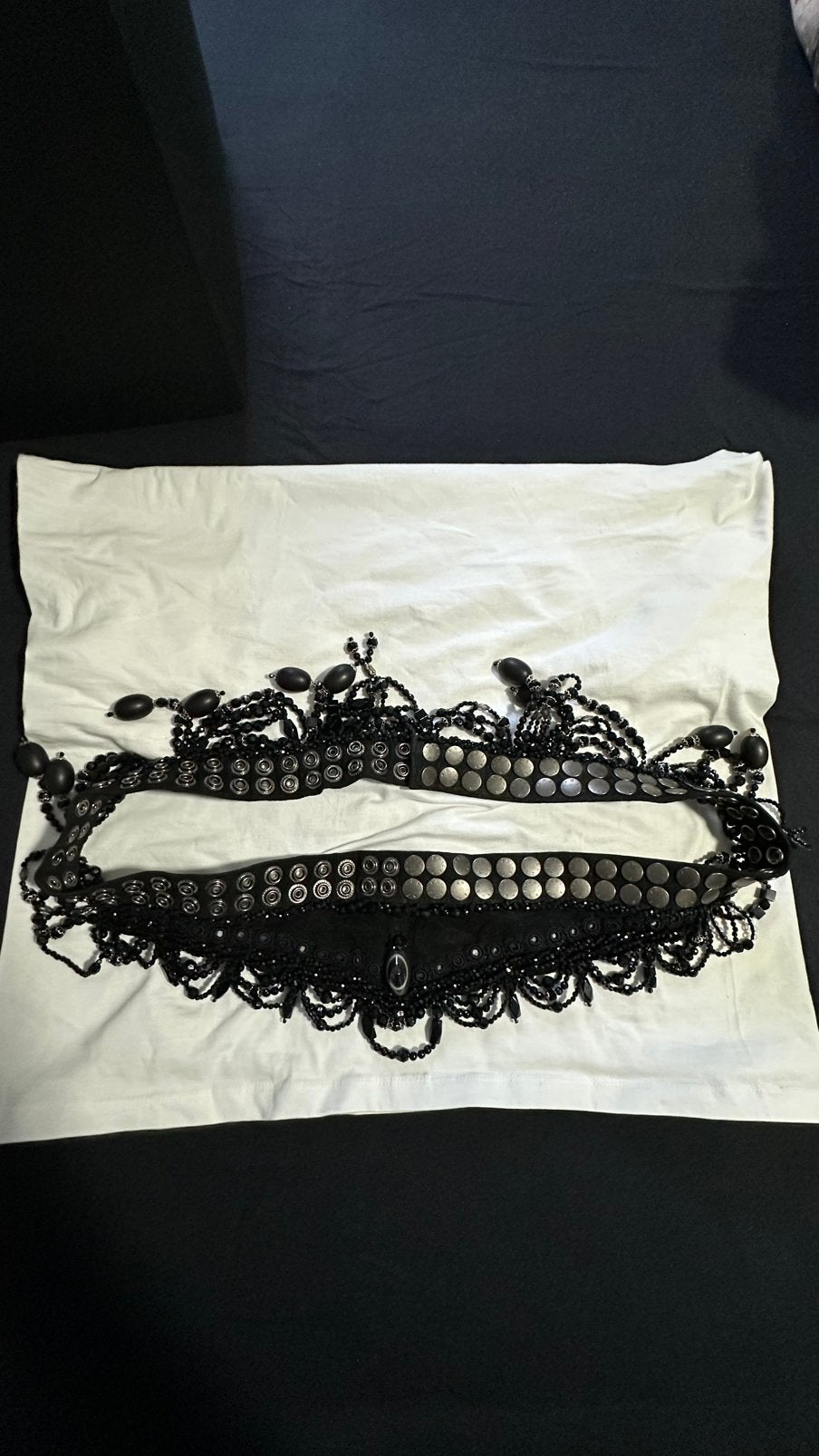 Shanica handgemaakte leren design riem swarowski kralen, Ophalen of Verzenden, Zo goed als nieuw, Overige merken