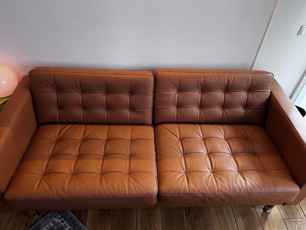 IKEA LANDSKRONA 3-seat sofa – golden brown, Ophalen, Driepersoons, 75 tot 100 cm, Zo goed als nieuw
