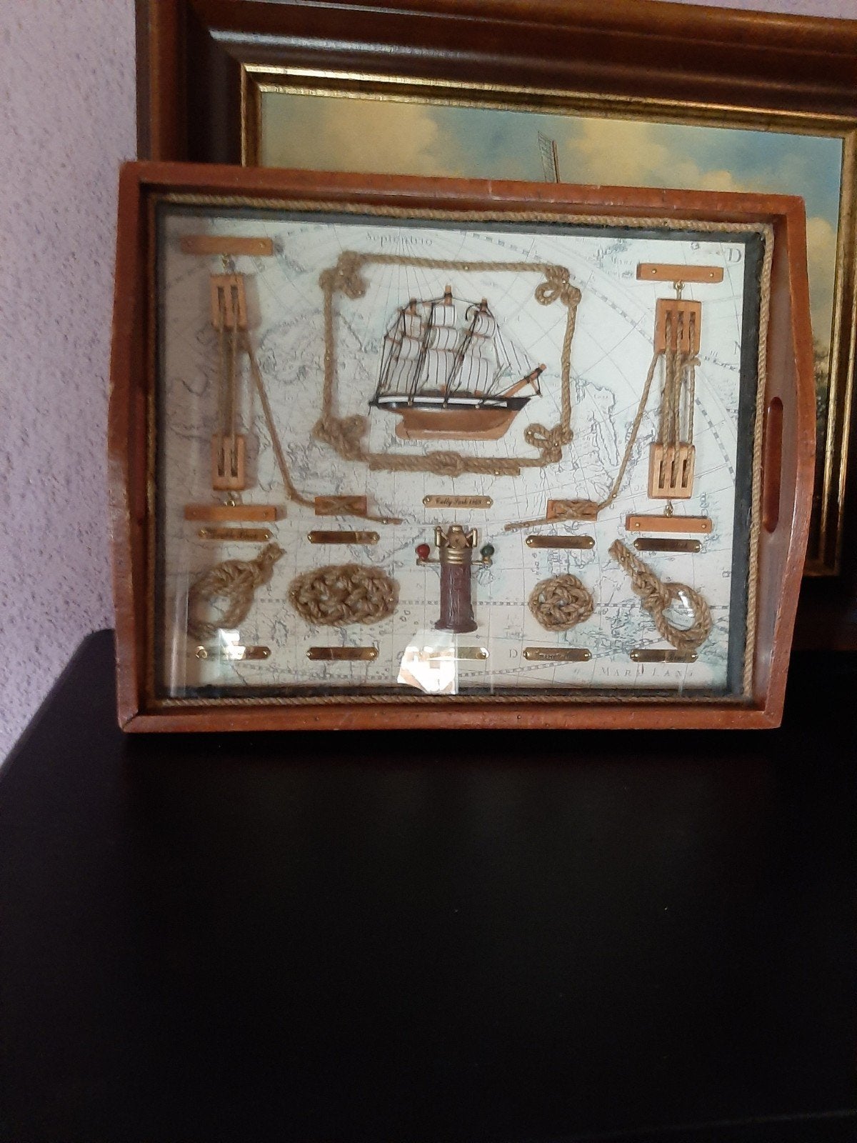 Decoratief Dienblad met Maritiem Thema - Schilderij, Ophalen, Hout, Gebruikt, Klassiek