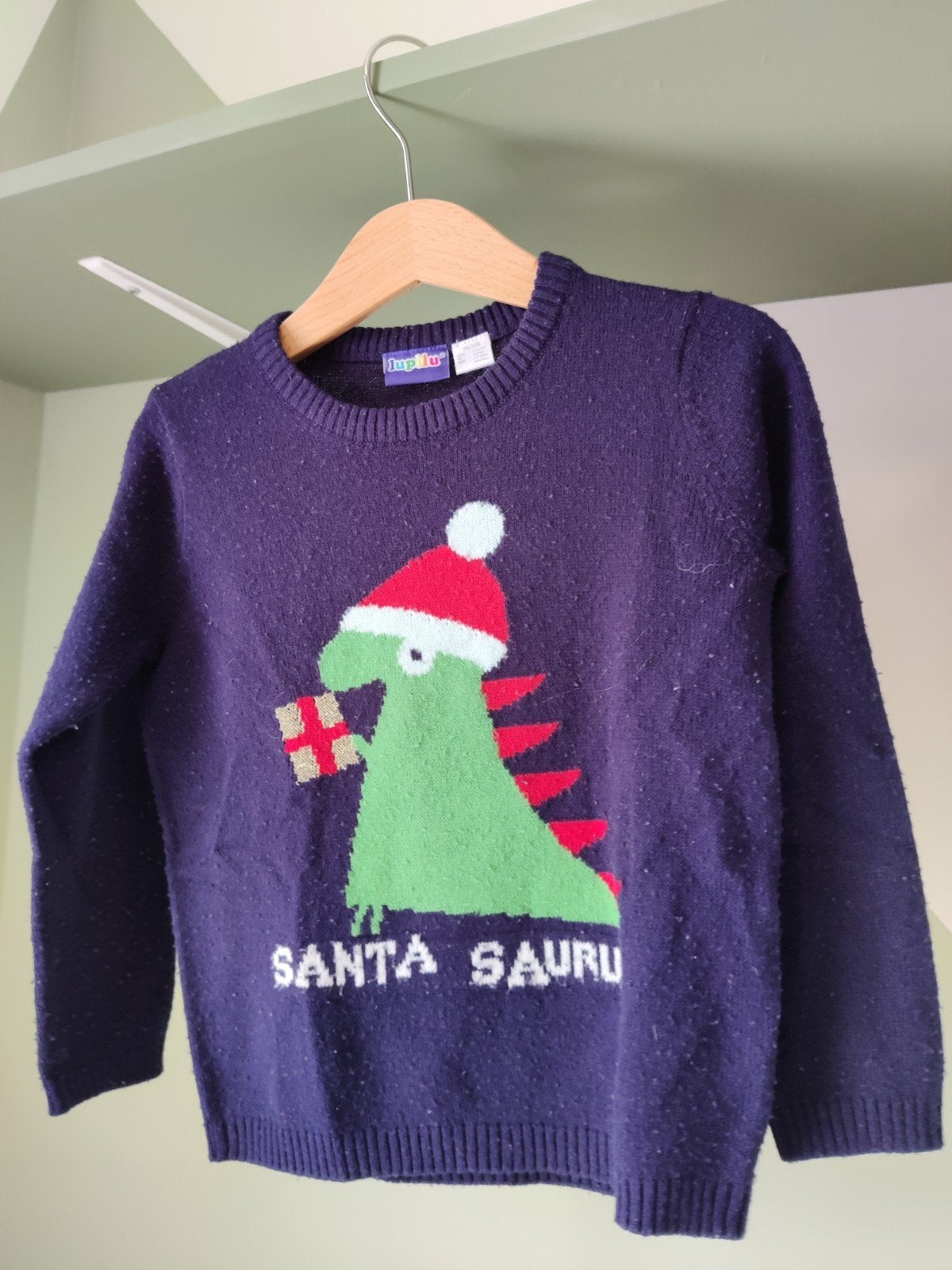 Lupilu Kersttrui "Santa Saurus" Maat 98/104, Kinderen en Baby's, Ophalen of Verzenden, Gebruikt, Lupilu, Jongen of Meisje