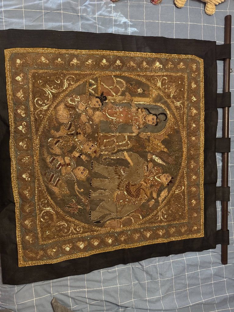 Handgemaakt Aziatisch wandkleed, Overige herkomsten, Ophalen of Verzenden, Wanddecoratie, Textiel
