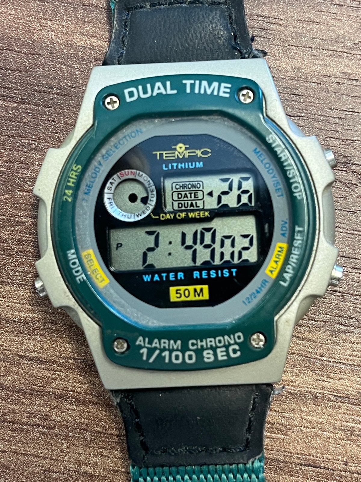 Tempic Dual Time LCD horloge, Overige merken, Met bandje, Verzenden, Polshorloge