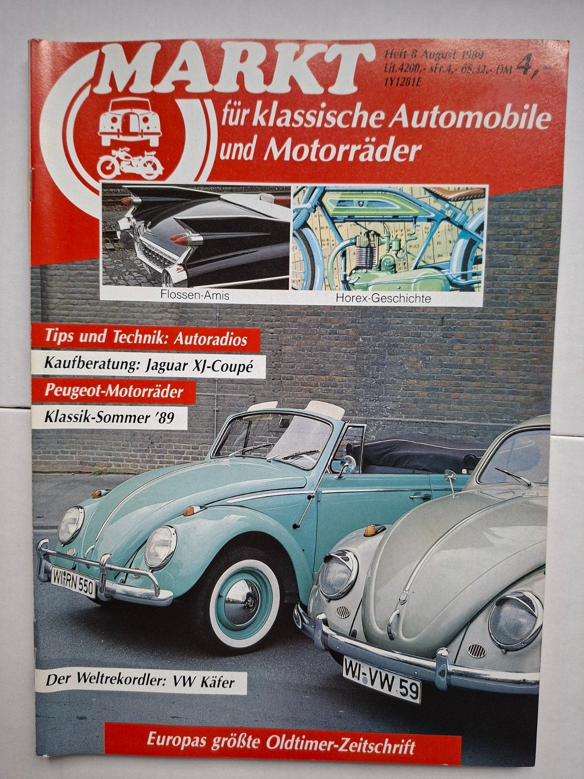 Markt Magazine Augustus 1989 - Klassieke Auto's & Motoren, Boeken, Ophalen of Verzenden, Gelezen