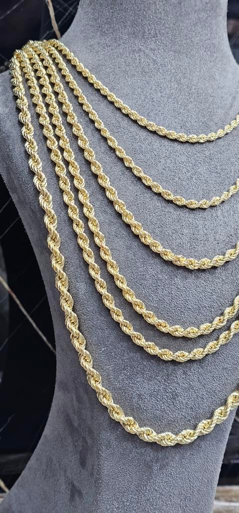 925 Zilver Vergulden Rope Chains 70cm / 5.7mm, Ophalen of Verzenden, Nieuw, Zilver, Zilver