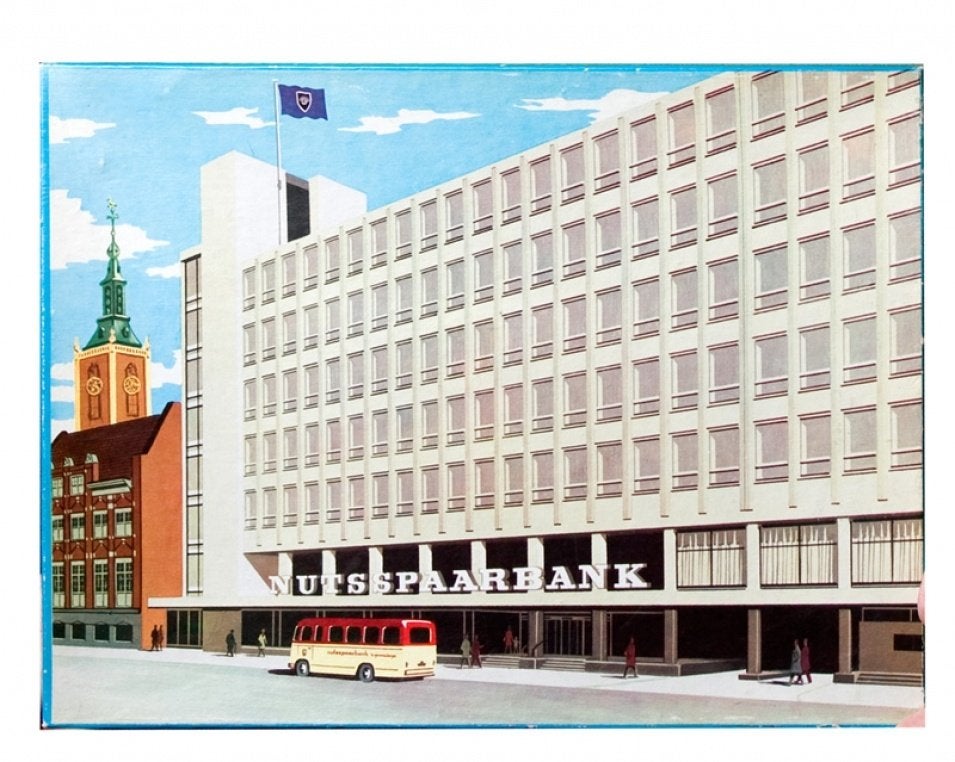 Vintage legpuzzel. Bondsspaarbank – Nutsspaarbank Den Haag, Ophalen of Verzenden, Minder dan 500 stukjes, Gebruikt, Legpuzzel