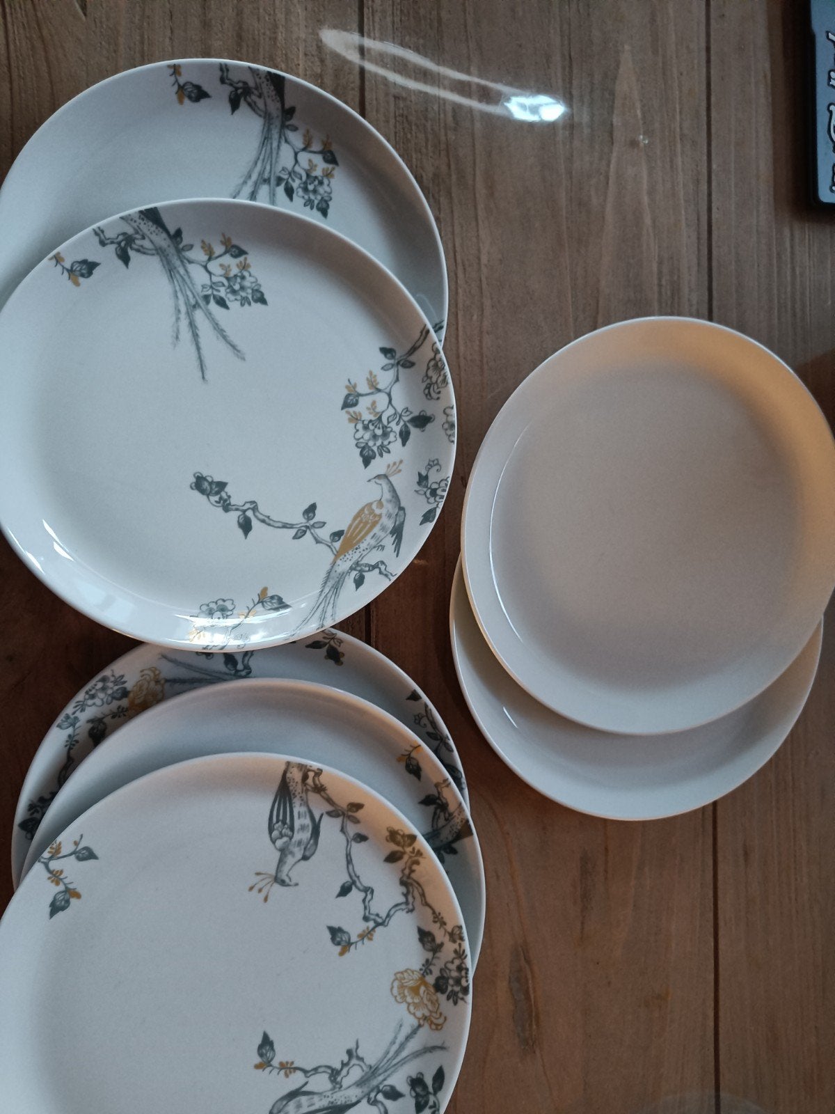 7x Vivo Villeroy & Boch Group dinerborden met vogelprint, Gebruikt, Ophalen of Verzenden, Bord(en), Overige stijlen