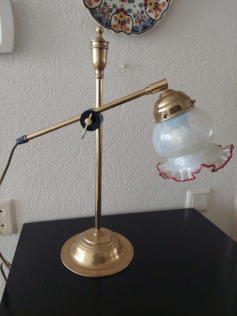 vintage messing tafellampje., Ophalen, Met schakelaar, Gebruikt, Overige merken