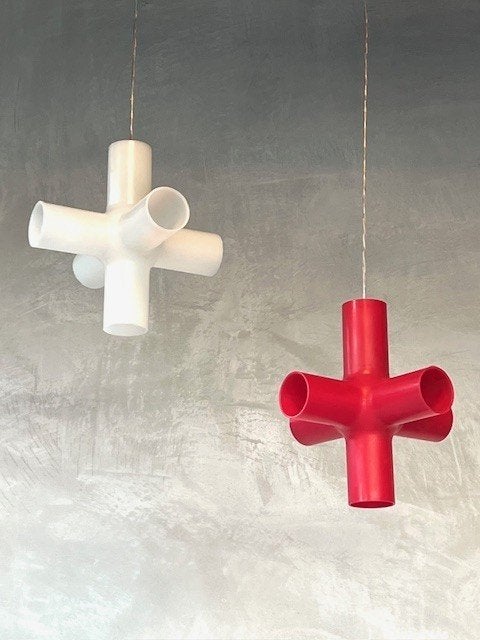 Crosslight hanglamp 6x Jan Melis & Ben Oostrum rood prijs ps, Kunststof, ., Vintage, Zo goed als nieuw