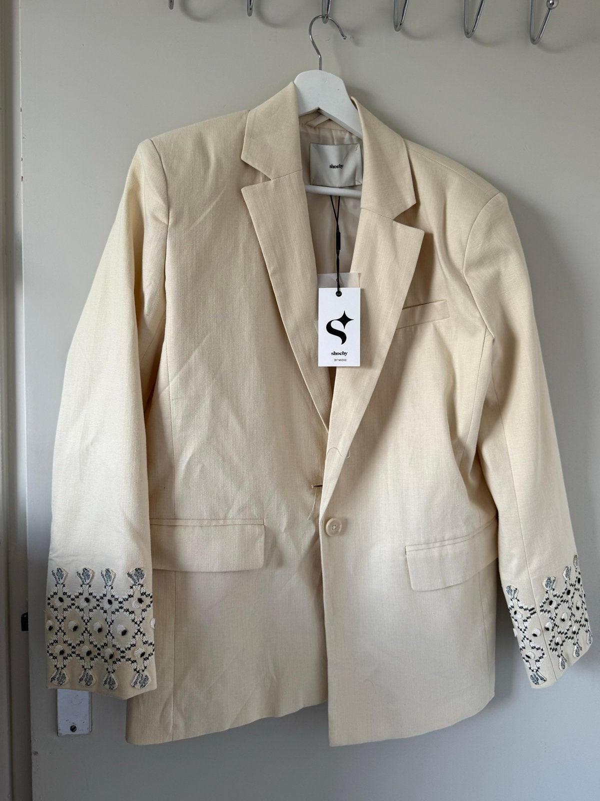 Shoeby Blazer Nieuw Maat S met Geborduurde Mouwen, Beige, Nieuw, Ophalen of Verzenden, Jasje