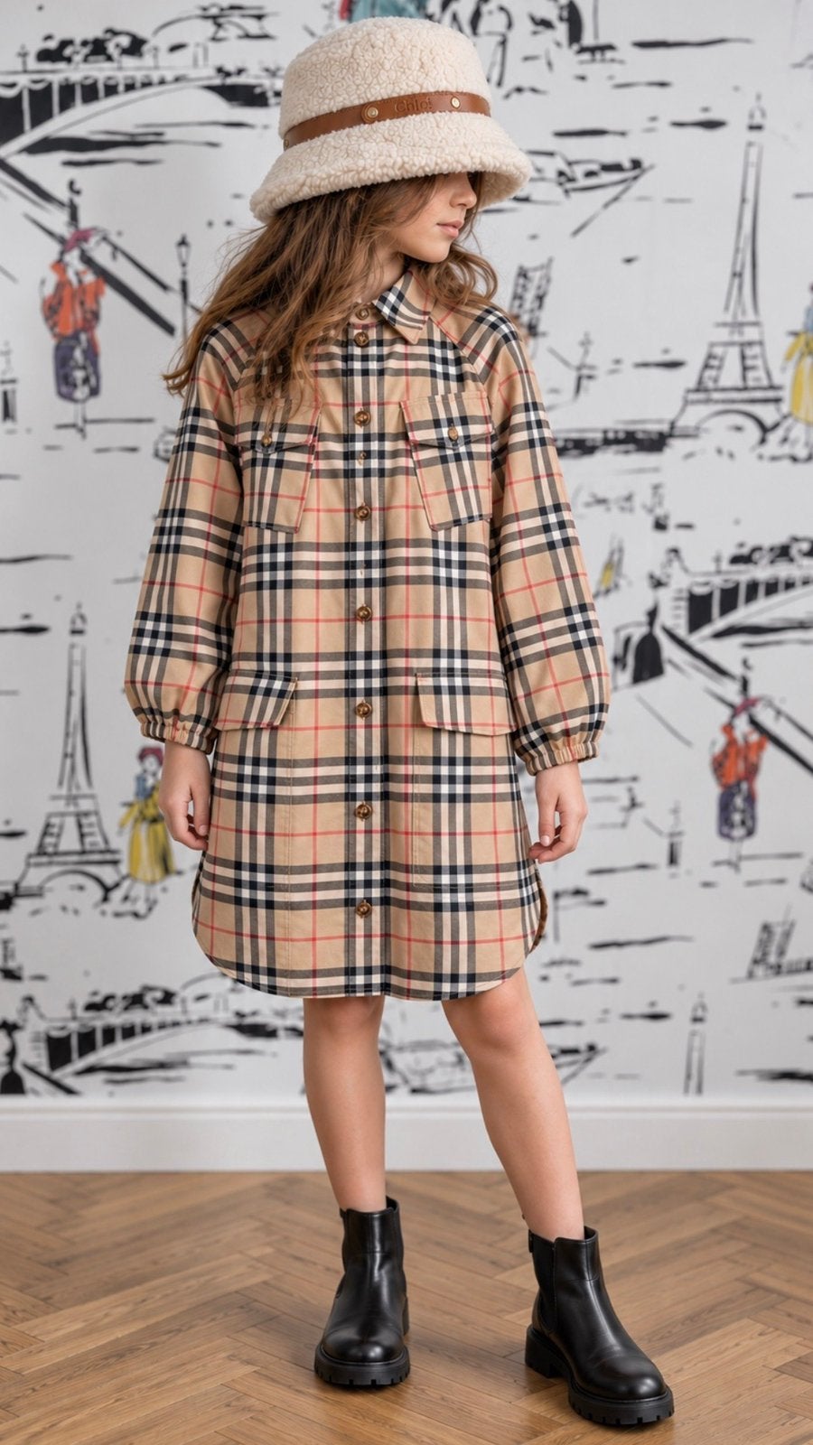 Burberry geruit overhemd jurkje maat 10