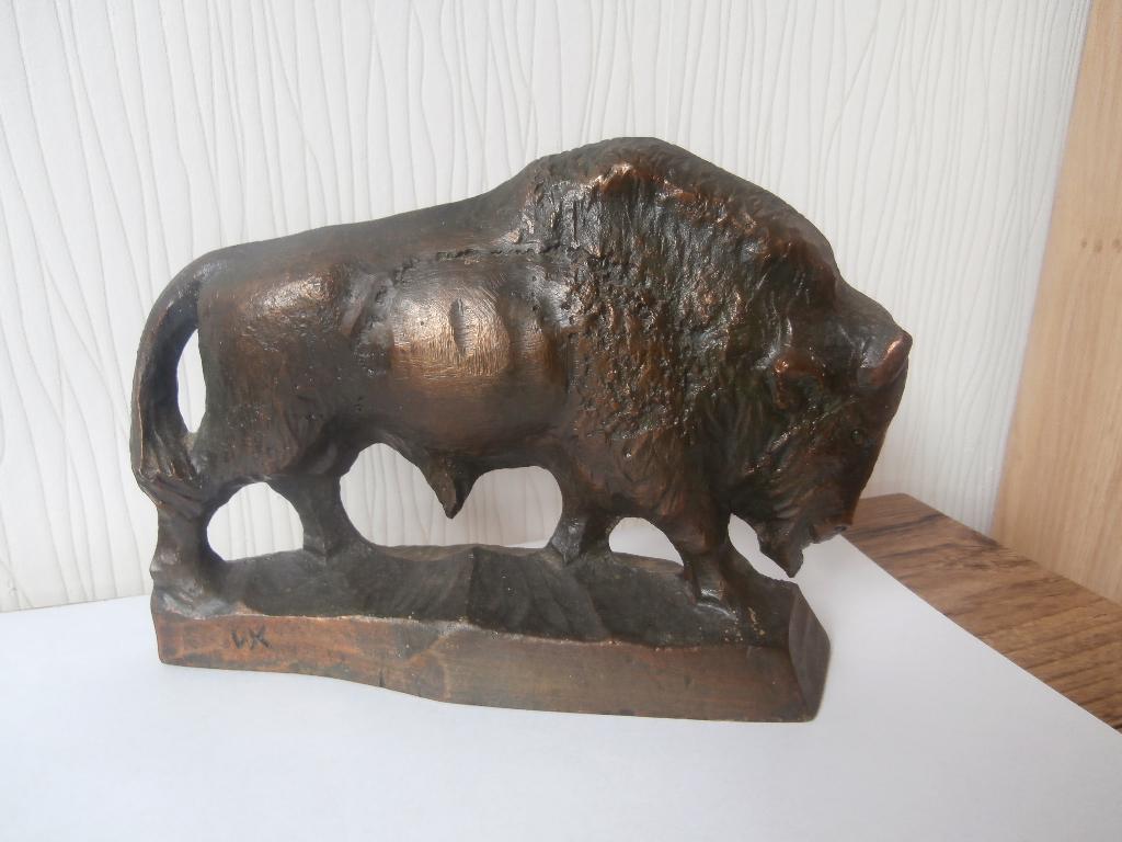 Massief Bronzen Beeld van een Bizon, Buffel, Stier, Verzamelen, Ophalen of Verzenden, Zo goed als nieuw, Dier