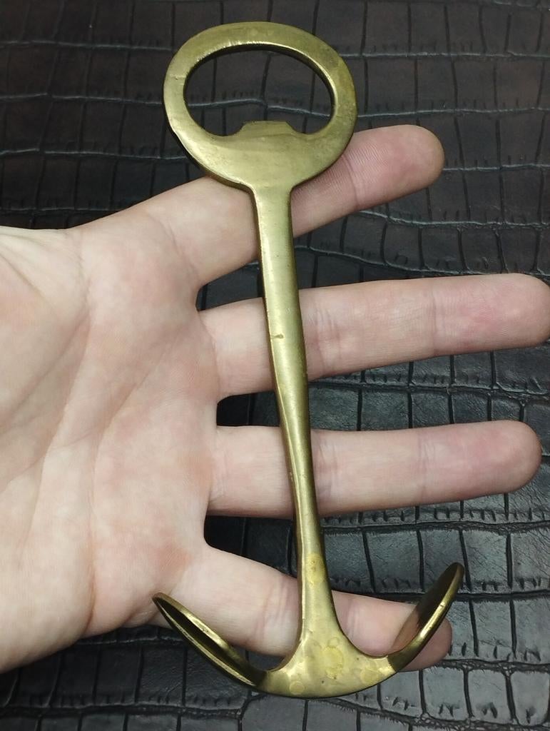 Vintage messing anker flesopener, Antiek en Kunst, Antiek | Koper en Brons, Ophalen of Verzenden