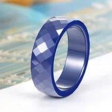 Ring keramiek facet geslepen blauw 6mm nieuw mt 16, Overige materialen, Blauw, Nieuw, Ophalen of Verzenden