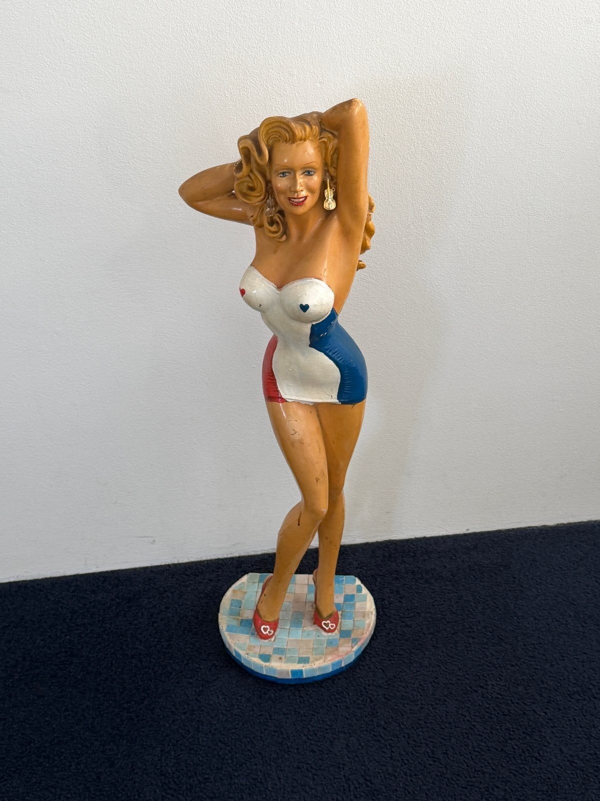 Vintage Pin-up Beeld Marilyn Monroe Stijl, Handgemaakt, Overige materialen, Beeld, Meerkleurig