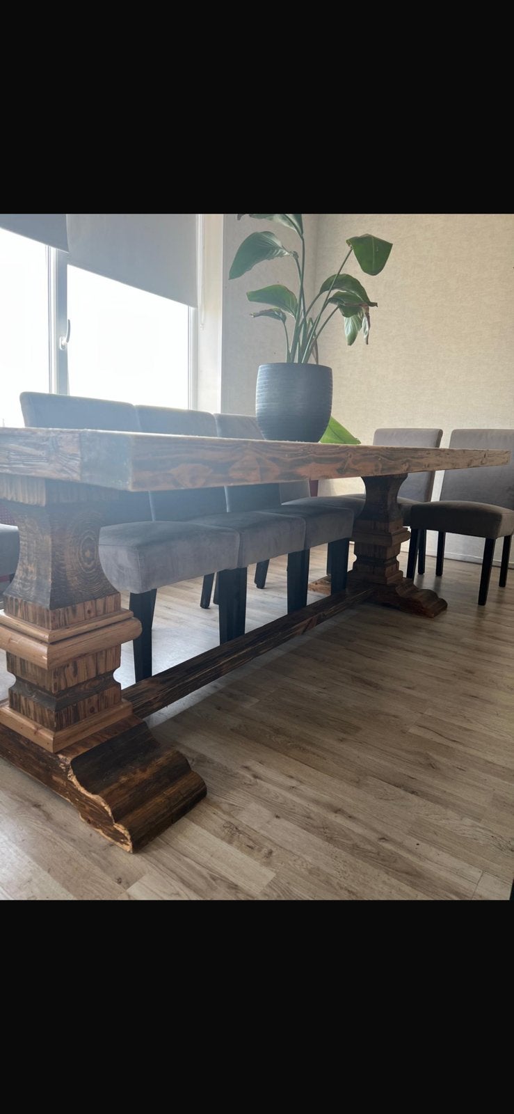 Kasteel tafel 2.20 lang, met 6 Bert Plantagie Stoel., Ophalen, Zo goed als nieuw, Rechthoekig, 200 cm of meer