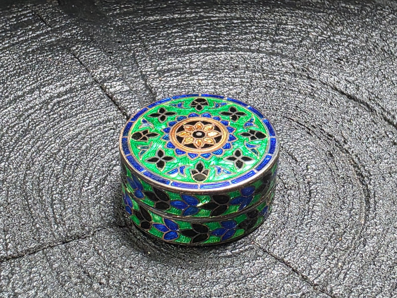 Zilveren Cloisonné Pillendoosje - 925 Zilver, Verzenden, Zilver
