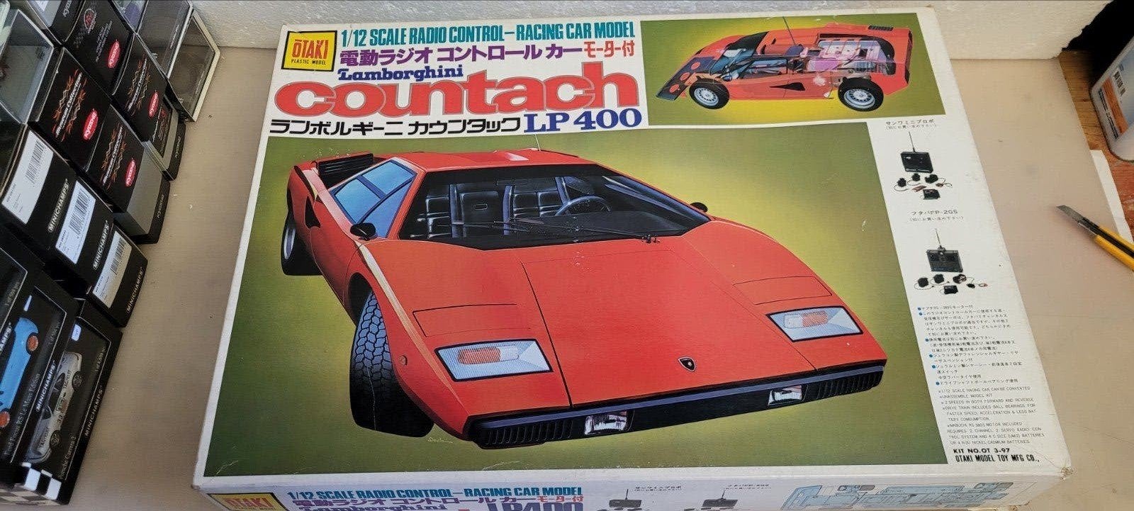 OTAKI Lamborghini Countach LP400 radio control bouwdoos 1/12, Elektro, Ophalen of Verzenden, Zo goed als nieuw, Auto onroad