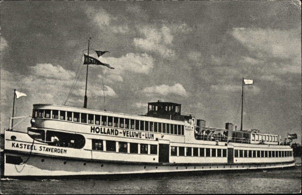 Stoomboot Holland Veluwe lijn Kasteel staverden -Harderwijk, Ophalen, Nieuw, Motorboot, Kaart, Foto of Prent