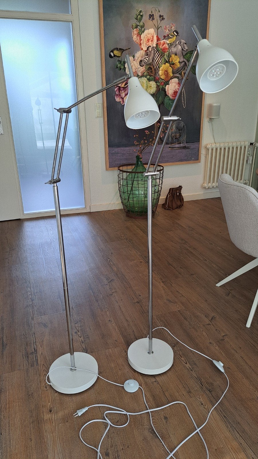 2 moderne design vloerlampen, Ophalen, Zo goed als nieuw, Metaal, 100 tot 150 cm