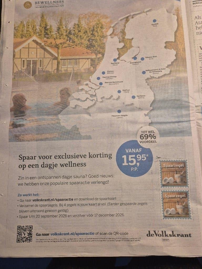 GRATIS DAGJE SAUNA, Tickets en Kaartjes, Kortingen en Cadeaubonnen, Eén persoon, Kortingsbon, Spa of Sauna