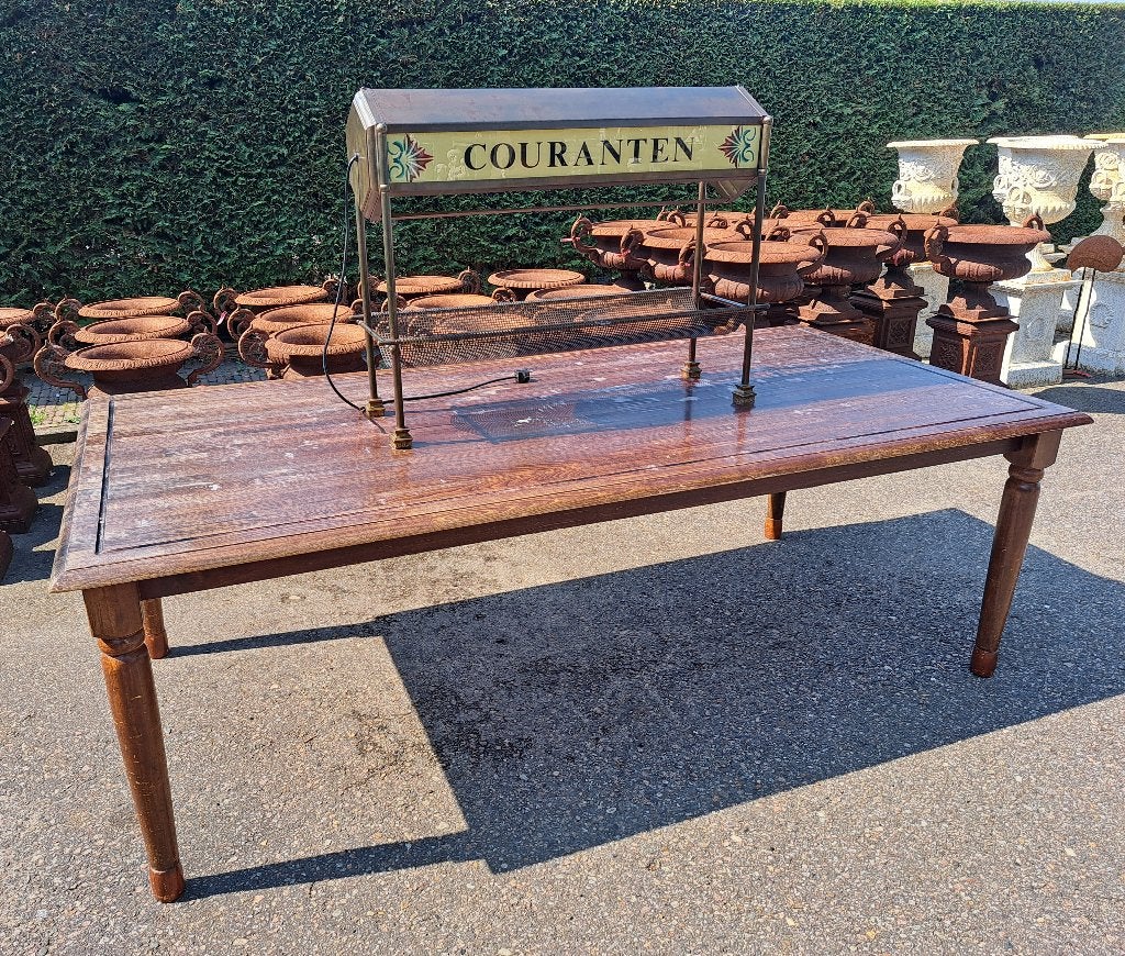 Oude Art Deco courantenbak met verlichting/stamtafel 250 cm, Ophalen