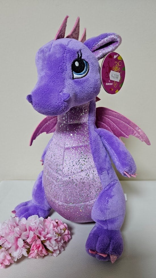 Draak draakje Aurora plush fantasy *Nieuw*, Paars, Overige karakters, Overige typen, Nieuw